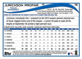 2014 Topps Mini #18 Jurickson Profar Back