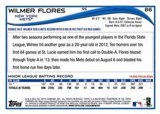2014 Topps Mini #86 Wilmer Flores Back