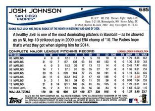 2014 Topps Mini #635 Josh Johnson Back