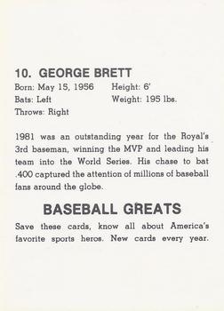 1985 Baseball Greats Caricatures #10 George Brett Back