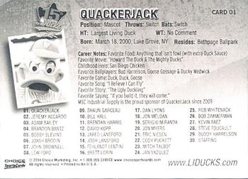 2014 Choice Long Island Ducks #01 QuackerJack Back