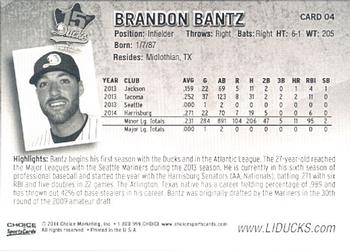 2014 Choice Long Island Ducks #04 Brandon Bantz Back