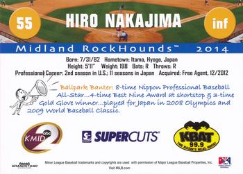 2014 Grandstand Midland RockHounds #NNO Hiro Nakajima Back