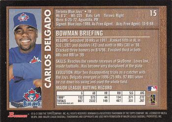 2000 Bowman - Retro/Future #15 Carlos Delgado Back