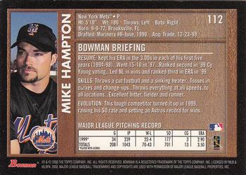 2000 Bowman - Retro/Future #112 Mike Hampton Back