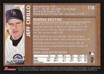 2000 Bowman - Retro/Future #118 Jeff Cirillo Back