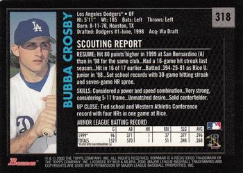 2000 Bowman - Retro/Future #318 Bubba Crosby Back
