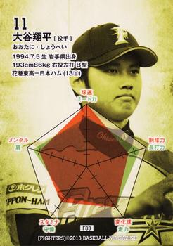 2013 BBM Hokkaido Nippon-Ham Fighters #F83 Shohei Ohtani Back