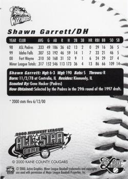 2000 Active Graphics Midwest League All-Stars #NNO Shawn Garrett Back