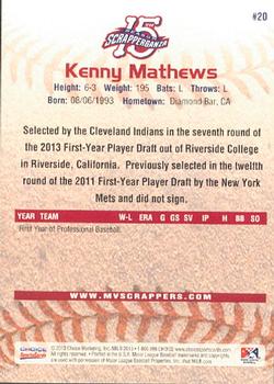 2013 Choice Mahoning Valley Scrappers #20 Kenny Mathews Back