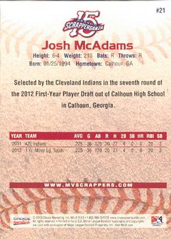 2013 Choice Mahoning Valley Scrappers #21 Josh McAdams Back