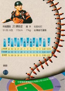 1995 CPBL A-Plus Series - Silver Stitch #055 Chi-Hsin Chen Back