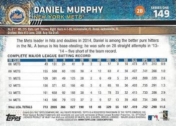 2015 Topps #149 Daniel Murphy Back