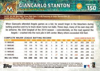 2015 Topps #150 Giancarlo Stanton Back