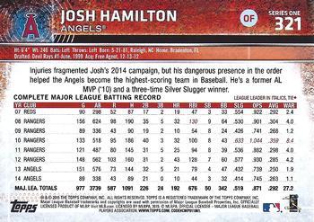 2015 Topps #321 Josh Hamilton Back