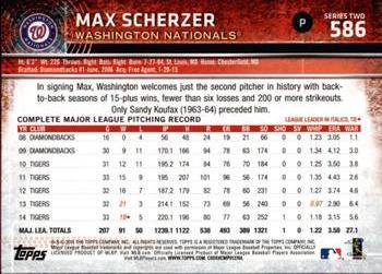 2015 Topps #586 Max Scherzer Back