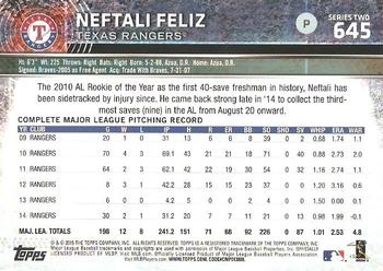 2015 Topps #645 Neftali Feliz Back