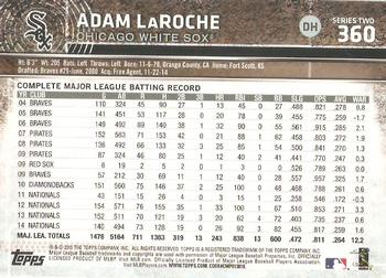 2015 Topps #360 Adam LaRoche Back