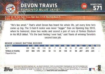 2015 Topps #571 Devon Travis Back
