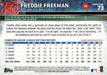2015 Topps #73 Freddie Freeman Back