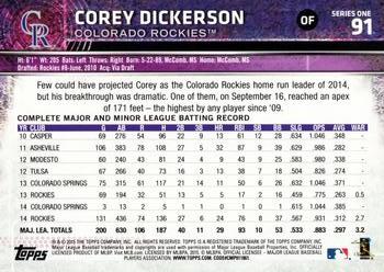 2015 Topps #91 Corey Dickerson Back