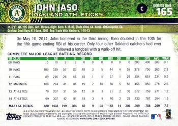 2015 Topps #165 John Jaso Back