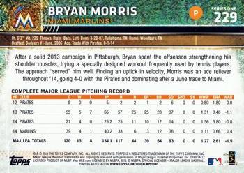 2015 Topps #229 Bryan Morris Back