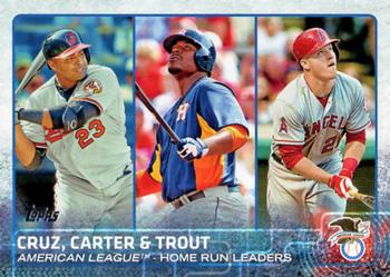 2015 Topps #285 American League Home Run Leaders (Nelson Cruz / Chris Carter / Mike Trout) Front