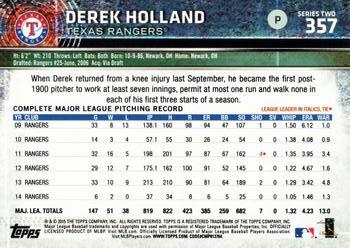 2015 Topps #357 Derek Holland Back