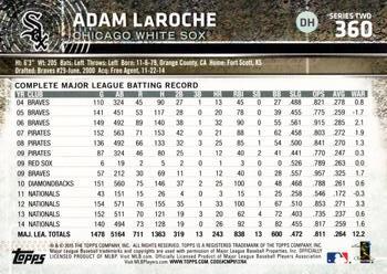 2015 Topps #360 Adam LaRoche Back