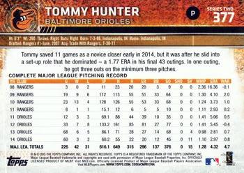 2015 Topps #377 Tommy Hunter Back
