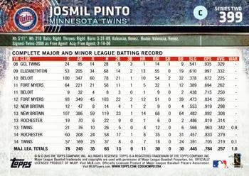 2015 Topps #399 Josmil Pinto Back