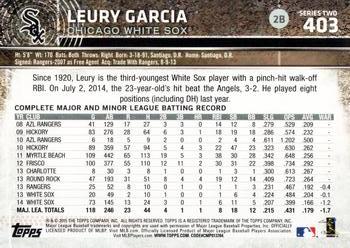 2015 Topps #403 Leury Garcia Back