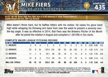 2015 Topps #435 Mike Fiers Back