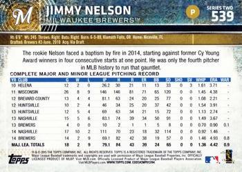 2015 Topps #539 Jimmy Nelson Back