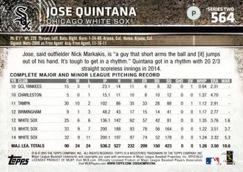 2015 Topps #564 Jose Quintana Back