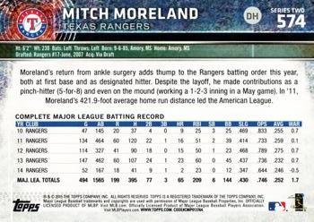 2015 Topps #574 Mitch Moreland Back