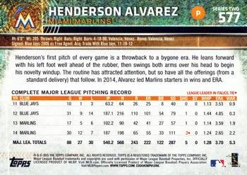2015 Topps #577 Henderson Alvarez Back