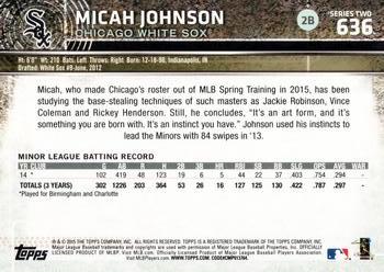 2015 Topps #636 Micah Johnson Back