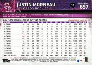 2015 Topps #657 Justin Morneau Back