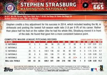 2015 Topps #665 Stephen Strasburg Back
