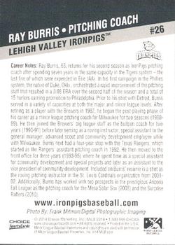 2014 Choice Lehigh Valley IronPigs #26 Ray Burris Back
