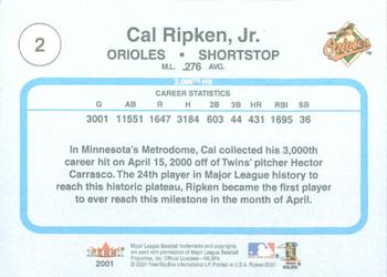 2001 Fleer Cal Ripken, Jr. Career Highlights Box Set #2 Cal Ripken Jr. Back