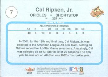2001 Fleer Cal Ripken, Jr. Career Highlights Box Set #7 Cal Ripken Jr. Back