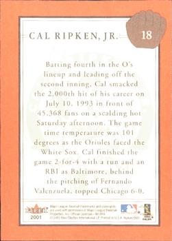 2001 Fleer Cal Ripken, Jr. Career Highlights Box Set #18 Cal Ripken Jr. Back