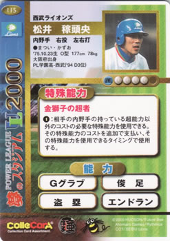 2000 Future Bee Power League UL #115 Kazuo Matsui Back