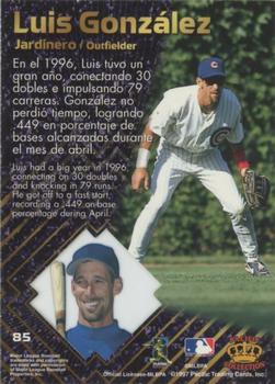 1997 Pacific Prism Invincible #85 Luis Gonzalez Back