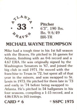 1976 SSPC #6 Mike Thompson Back