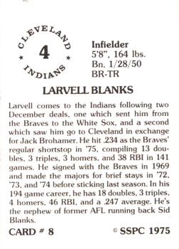 1976 SSPC #8 Larvell Blanks Back
