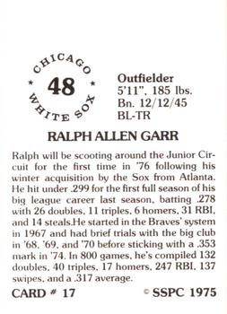 1976 SSPC #17 Ralph Garr Back